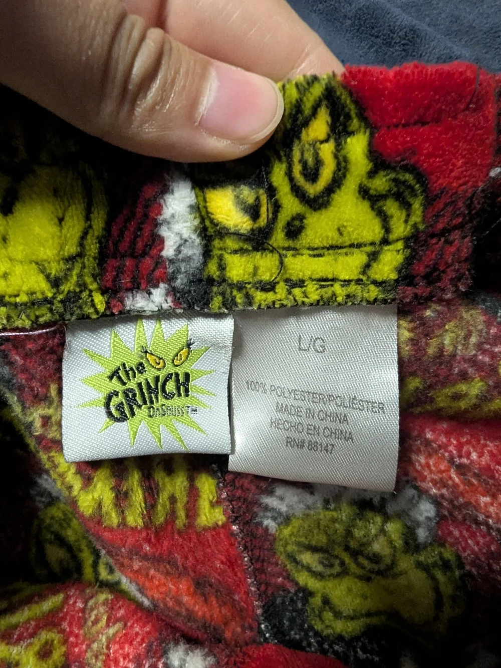 Dr. Seuss Red and Yellow Grinch Plaid Fleece Pajama Bottoms